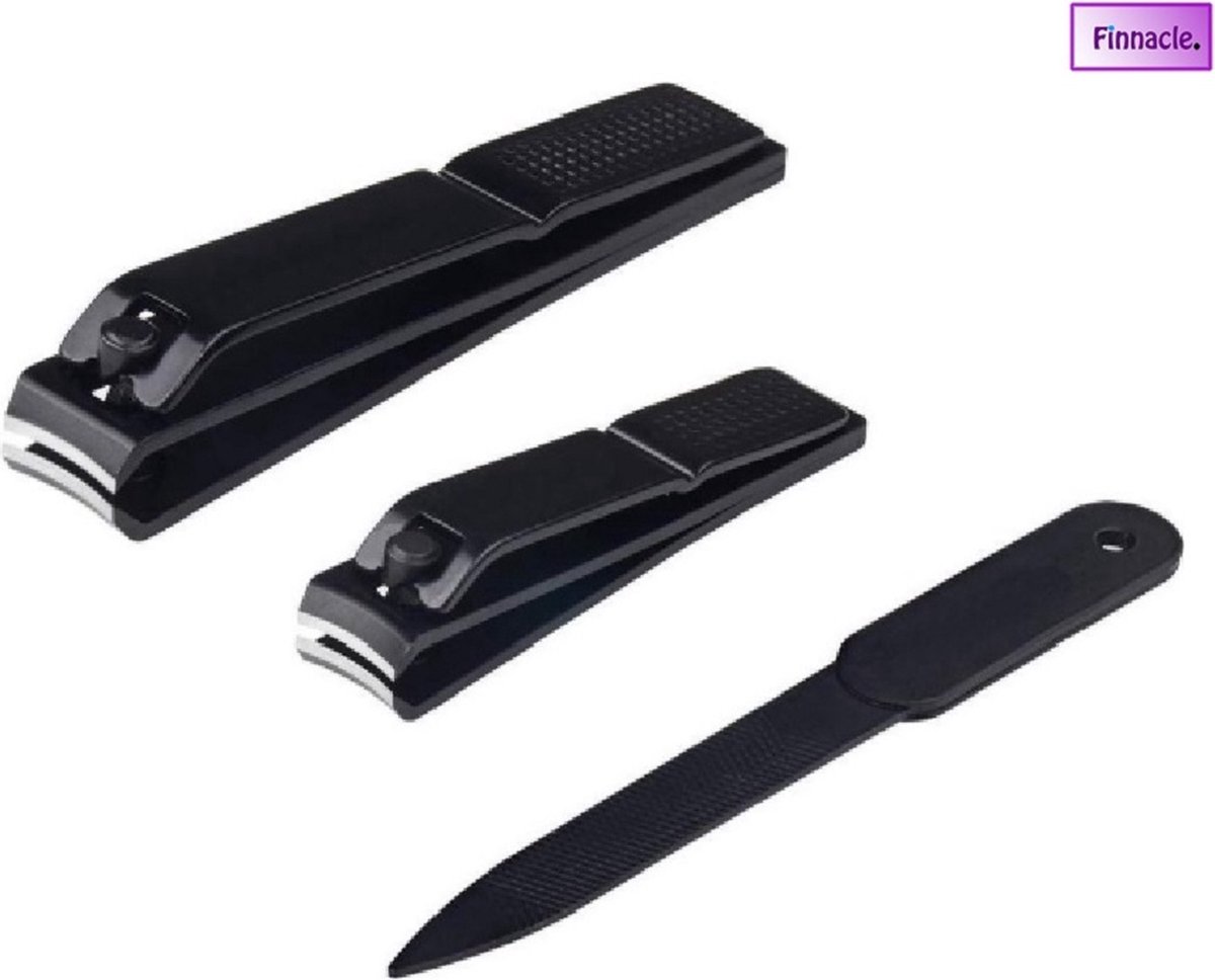 Finnacle - Nagelknipper- Nagelvijl - Manicure- Pedicure - Set 3-Delig - kleur Zwart