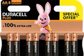Duracell Plus 100, Batterie à usage unique, AA, Alcaline, 1,5 V, 8 pièce(s), Multicolore