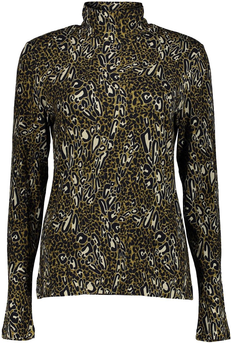 Geisha T-shirt Tricot Top Leopard Print 22526 60 Olive/black Dames Maat - XL