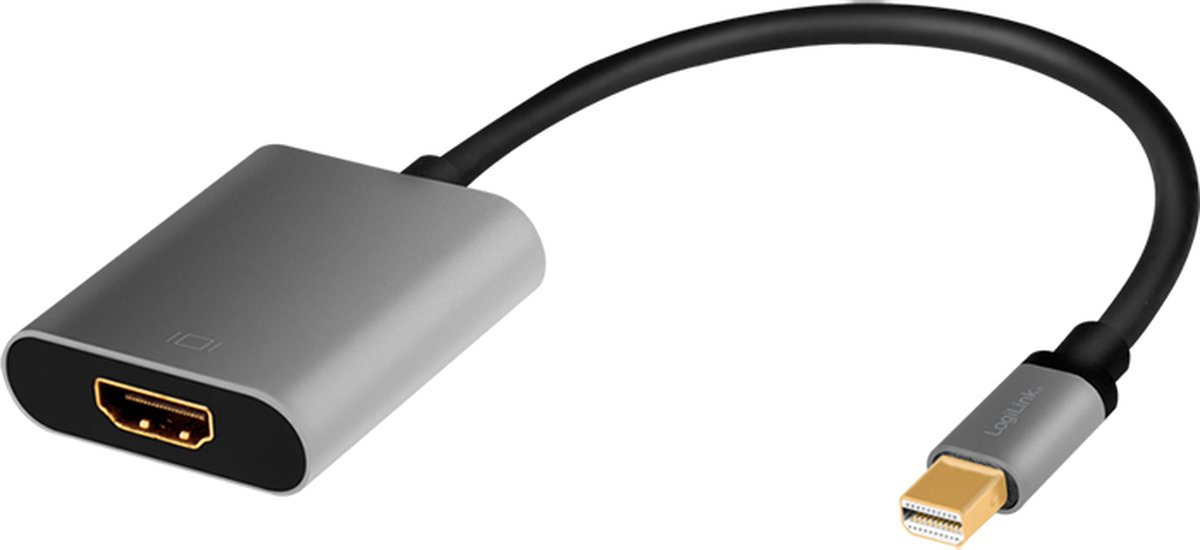 LogiLink CDA0110 video kabel adapter 0,15 m Mini DisplayPort HDMI Zwart, Grijs