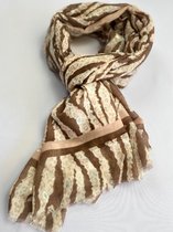 Dames sjaal met zebra print en zilver 50% katoen & 50% viscose