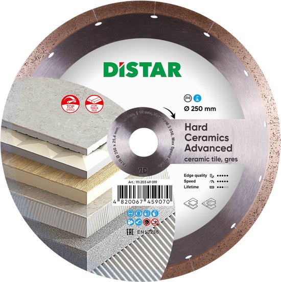 Foto: 250 mm diamantzaagblad distar hard ceramics keramiek diamantzaagblad voor keramische tegels