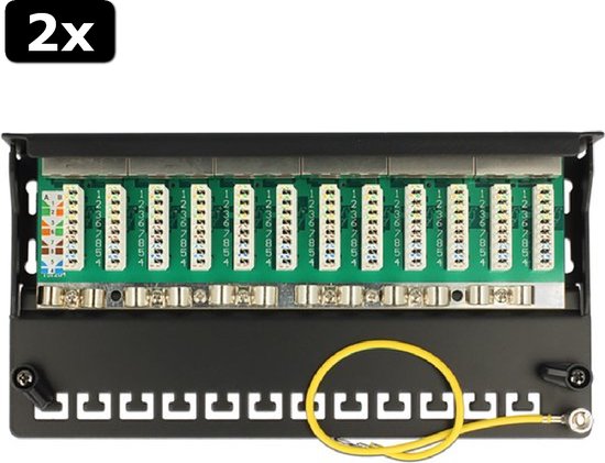 Equip Patch panel - 326625 (24 port, Cat6A, 1U, árnyékolt, fekete