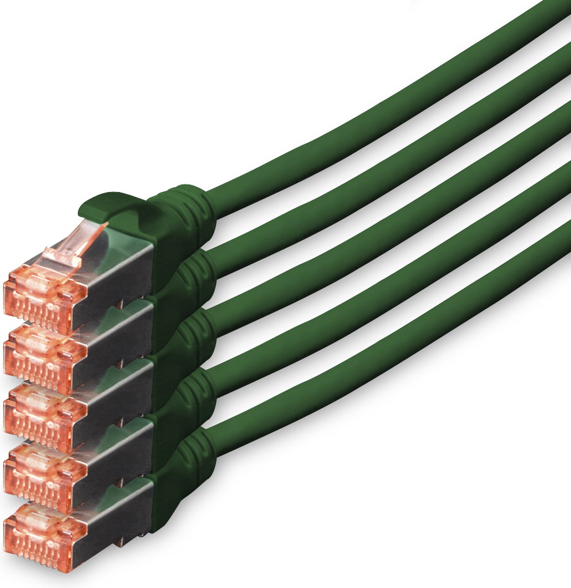 Digitus DK-1644-100-G-5 RJ45 Netwerkkabel, patchkabel CAT 6 S/FTP 10.00 m Groen Folie afscherming, Afscherming totaal, Afgeschermd, Halogeenvrij, Simplex,