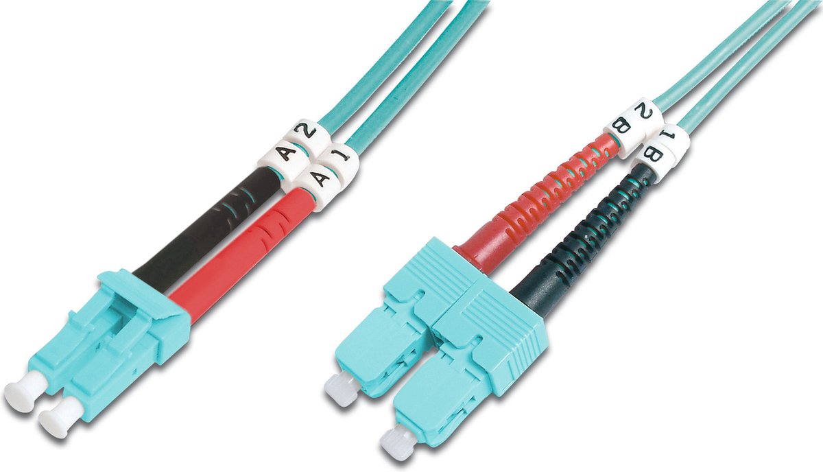 Digitus DK-2532-01/3 Glasvezel kabel 1 meter LC SC I-VH OM3 Aqua-kleur
