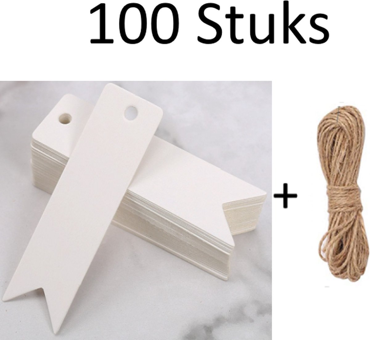 FISKA - 100x Label Vaandel Wit - 7cm x 2 cm - Cadeaulabels - Naamkaartje - Naamkaart - Labels