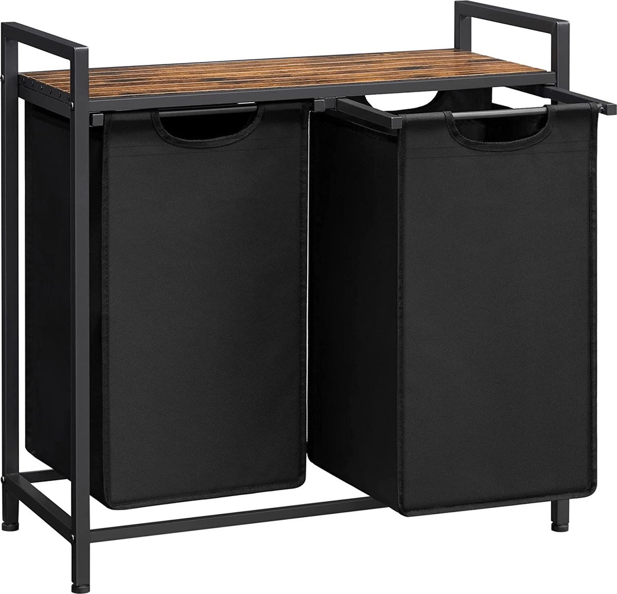 Goedkoopste Parya Home - Zwarte Wasverzamelaar - 2 Vakken incl. Plank - Vintage - Metaal - Bruin