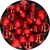 Kerstversiering kunststof kerstballen rood 6-8-10 cm pakket van 44x stuks - Kerstboomversiering