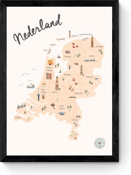 Kunst In Kaart - Nederland kinderposter - Poster A3