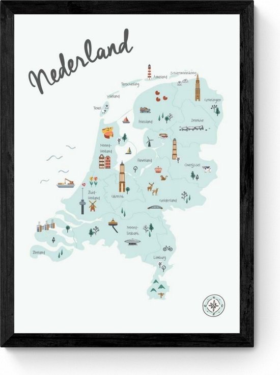 Nederland kinderposter  - Ingelijste Poster