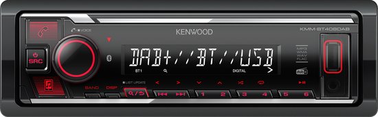 Kenwood KMM-BT408DAB Bluetooth autoradio - inclusief DAB+ antenne - Rood