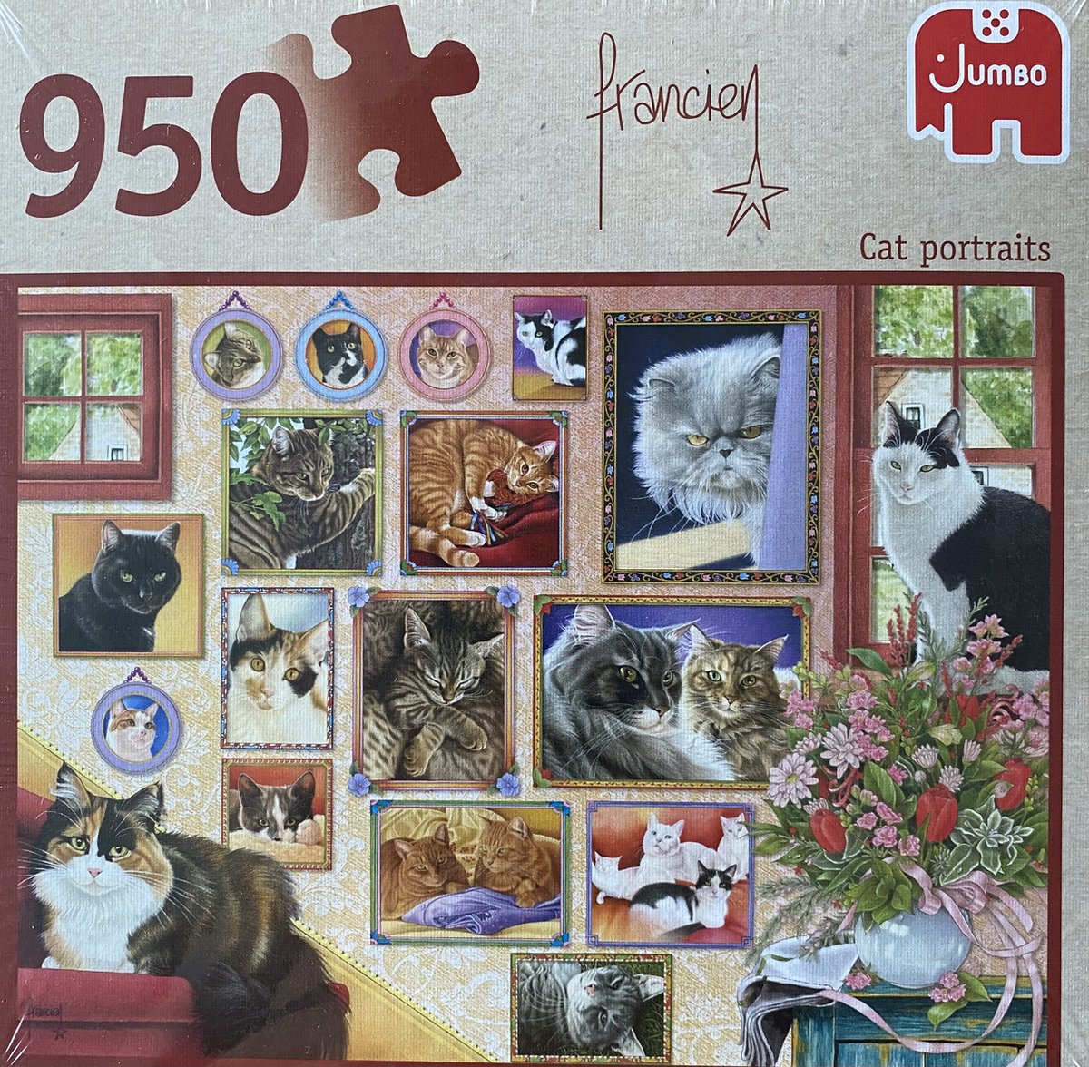 Jumbo 950 stukjes Puzzel Francien Cat Portraits kat portret premium Quality