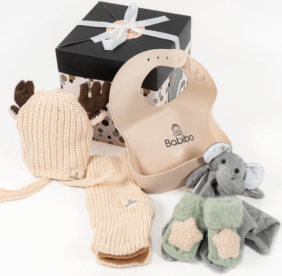 Geschenkset Baby - Kraamcadeau Unisex Jongen Meisje - Baby Cadeau - Geboorte Cadeau - Babyshower - Baby Geschenkset - Kraamcadeau - Kraampakket - Babibo 5 in 1 Kado