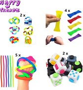 Happy Trendz® Mega Fidget Toys Pakket 13 Stuks - fidget toys pakket - Nieuwste TikTok Trend -  - Mesh Marble  - Fidget Cube - Fidget Pad - friemel ketting