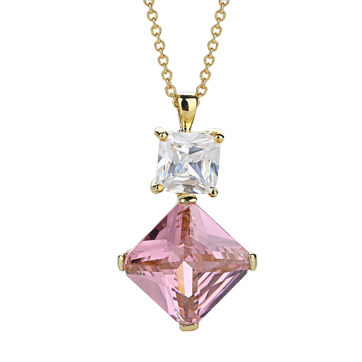 Doree dames ketting hanger - Design Sense - CU echt goud - kristal edelsteen - Valentijnsdag cadeau