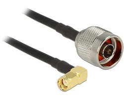 N (m) - RP-SMA (m) haaks kabel - CFD200/RF200 - 50 Ohm / zwart - 0,30 meter