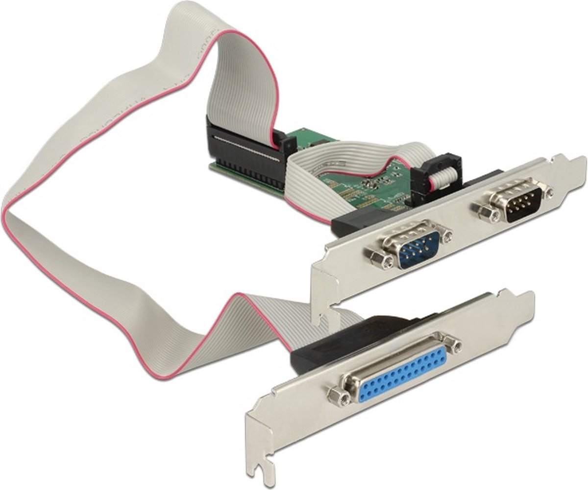 Delock PCIe Serieel/Parallel Kaart – Uitbreidingskaart – 2x RS-232 (9‑pins) – 1x Parallel (25‑pins) – Low Profile