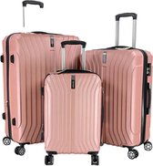 Monopol - Almeria - Reiskofferset 3delig - Robuust ABS - Rosegold - 247 Liter!! Monopol - Almeria - Reiskofferset 3delig - Robuust ABS - Rosegold - 247 Liter!!