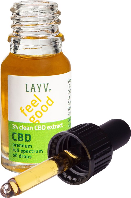 LAYV® CBD Olie 3% [300 mg] Full Spectrum Druppels - Natuurlijk Extract met Terpenen - Milde Smaak - Vegan - Hennep Olie