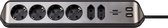 brennenstuhl®estilo hoekaansluitdoosstrook met USB laadfunctie 6-weg 4x b eschermend contactdoos & 2x Euro zilver/zwart