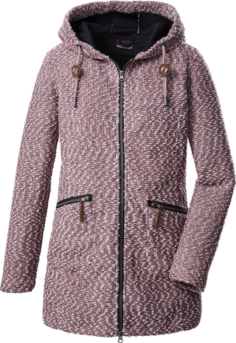Killtec dames winter vest - dames lang vest winter - oud roze gemeleerd - 39009 - maat 36