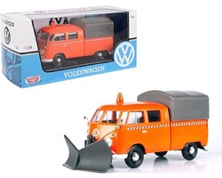 Volkswagen T1 (Type 2) Pickup (with Snow Plow) Oranje 1/24 Motormax