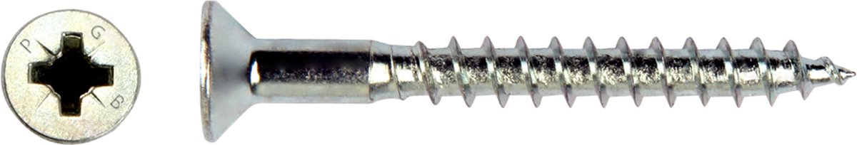 PGB Spaanplaatschroef PZ2 Verzinkt - 4.5 x 60 mm (200 stuks) - korte Deeldraad