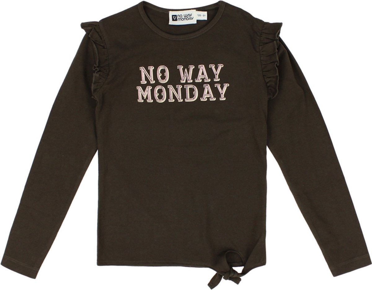 No Way Monday-Girls T-Shirt ls-Brown - Maat 110