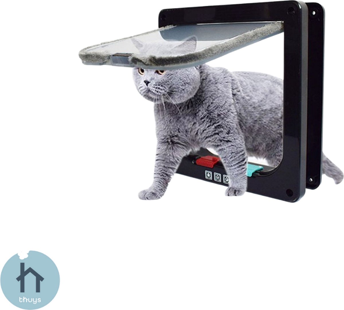 Luxe Kamer huiswerk Thuys Kattenluik 4 way lock - Cat Flap met 4 way lock voor Grote en Kleine  Katten - 4 in 1 - Zwart
