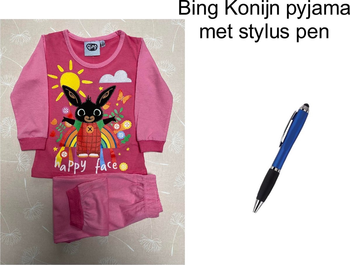Bing Bunny - Konijn - Pyjama - Meisjes - Kleur Roze - met Stylus Pen. Maat 98 cm / 3 jaar.
