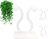 Zelfklevende plantenclips voor aan de muur - 10 stuks klein - Transparant/wit - Multi toepasbaar, kabel organizer enz.