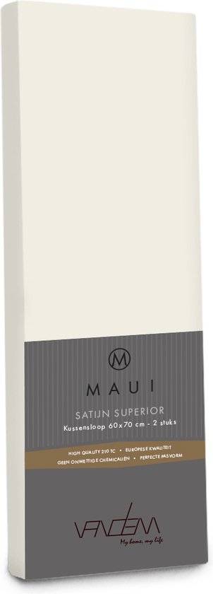 Maui - Van Dem -  satijn sloop de luxe 60 x 70 cm creme (2st)