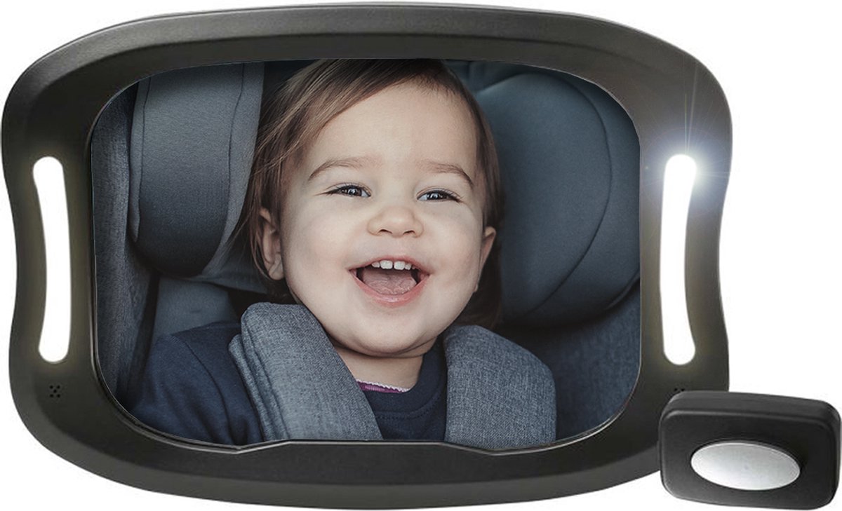 FreeOn autospiegel baby - verstelbare achterbank spiegel voor Baby & Kind - met LED verlichting