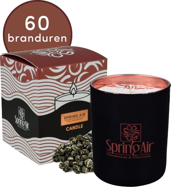 SpringAir Tea Pearls Geurkaars - Kruidig - 60 Branduren - 170 g Soja Wax - Scented Candle in Glas