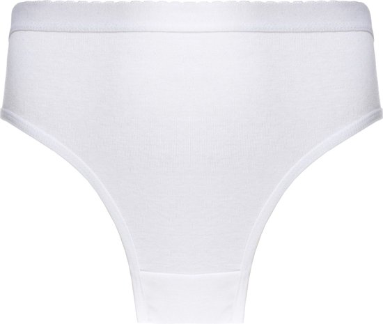 Marly MOON's - Ribana - Bikini Slips - 100% Katoen Rib Stof - Kanten Ondergoed Dames Slips - M - Wit - 1 Stuk