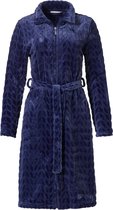 Dames badjas blauw met rits - Pastunette - fleece - ritssluiting badjas dames - L