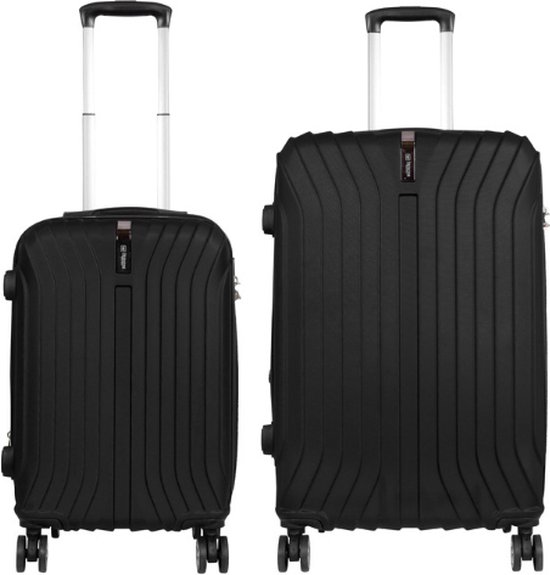 Kofferset 2 delig - Reiskoffers met TSA slot en op wielen - Almeria - Zwart - S + L - Travelsuitcase