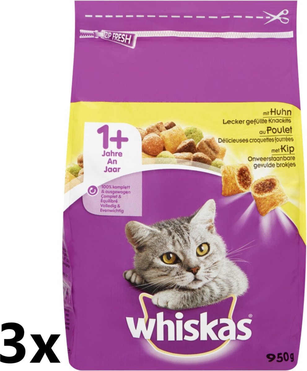 Whiskas Whiskas - Katten Droogvoer - Adult - Kip - 3x800g