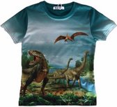 S&C Dinosaurus  Shirt  - Diplodocus/Pterodactylus -  Blauw - H202 -  Maat 146/152 (12 jaar)