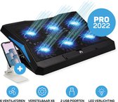 Vulpes Tech® Laptop Cooler Pro - 10" - 17 Inch - Verstelbaar - 6 Ventilatoren - Laptop Koeler - Cooling pad - Incl. Telefoonhouder