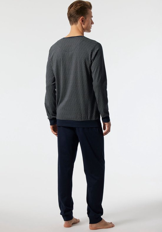 Pigiama lungo in interlock, blu scuro - Fine Interlock