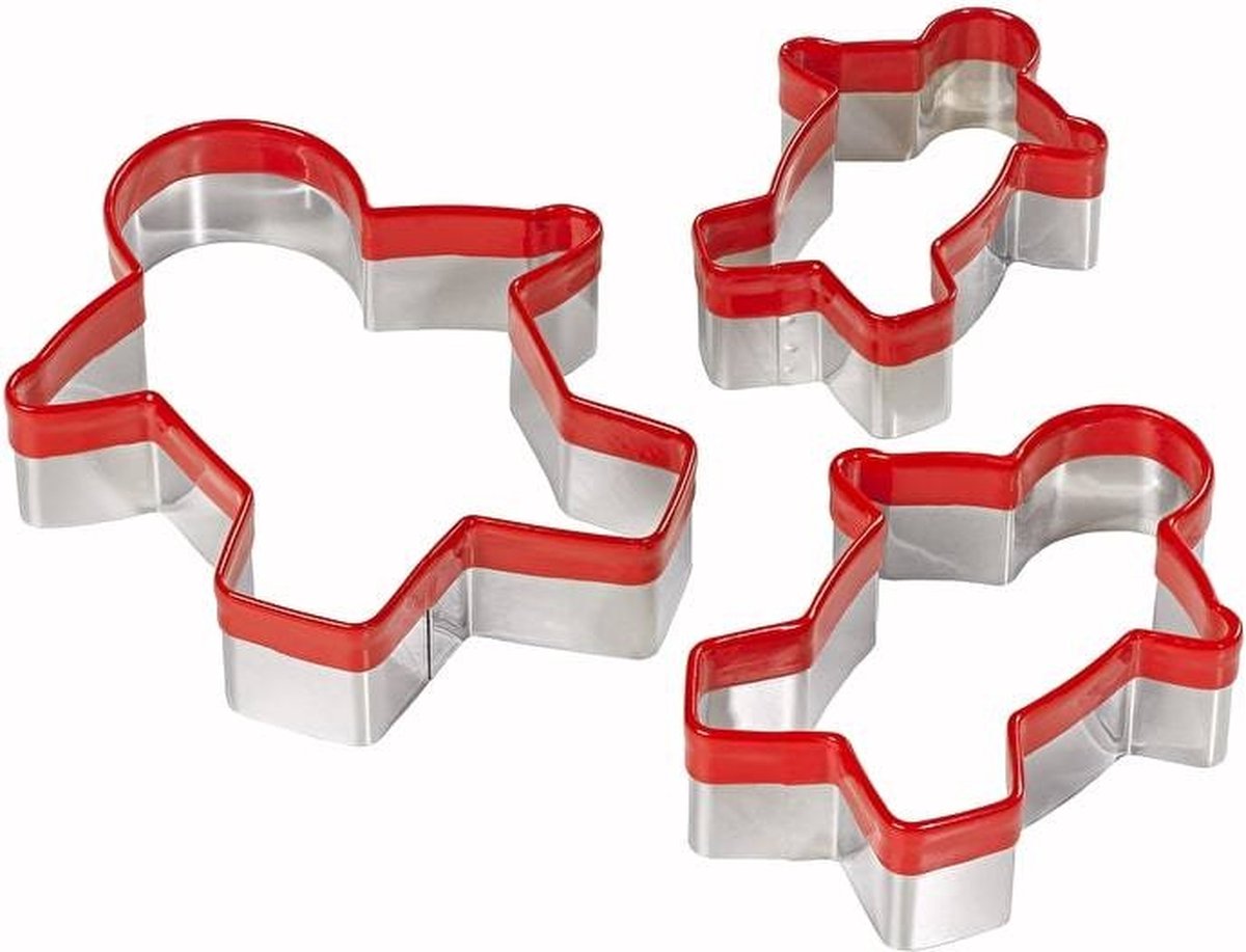 Uitsteekvorm koekjes - Mannetje - Set van 3 - Rood - Bakken