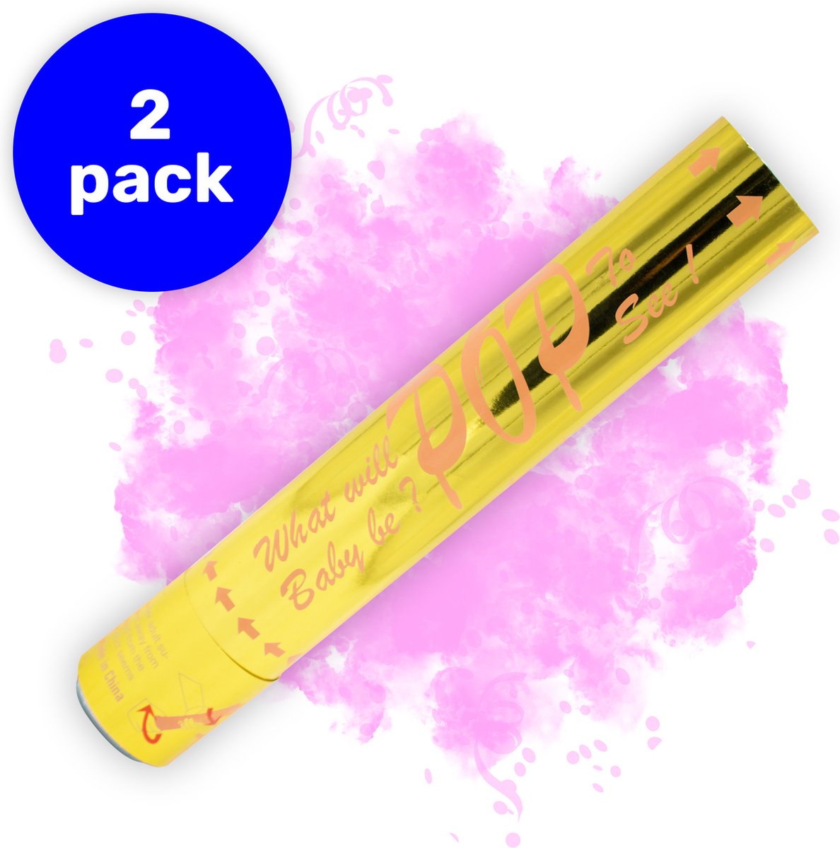 2 x Gender reveal kanon Rookkanon en Confetti Kanon 2 Stuks Baby