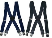 Bretelles à 4 clips bleu foncé et Grijs avec des clips en acier larges et solides Duo Pack
