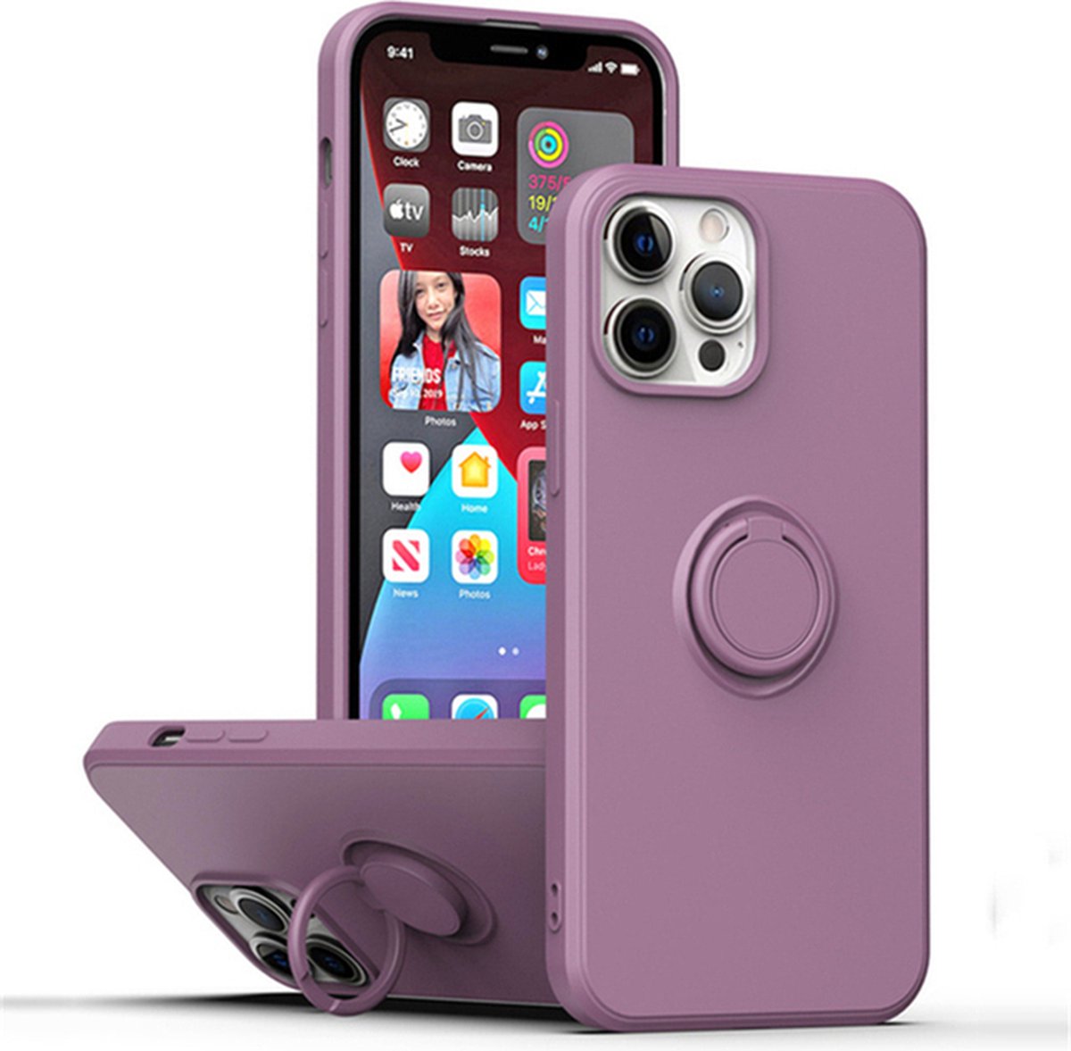 Back Cover geschikt voor Apple iPhone 14 Pro Max | Telefoonhoesje | Ring Houder | Paars