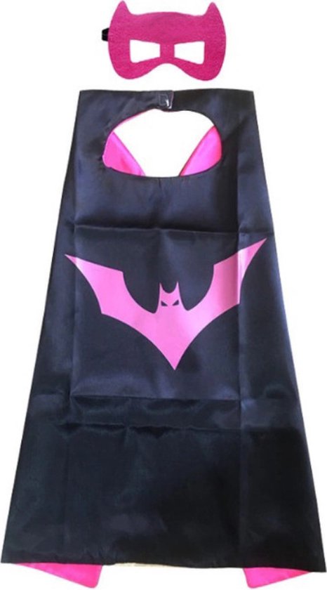 Cape + masque Batgirl - Cape + masque Batwoman - Couleur noir-rose - Cape et masque Super-Héros - Déguisement Enfants Tenue déguisement Super-Héros – Thème Batwoman / Batgirl / Super-héros -Héros – Fille
