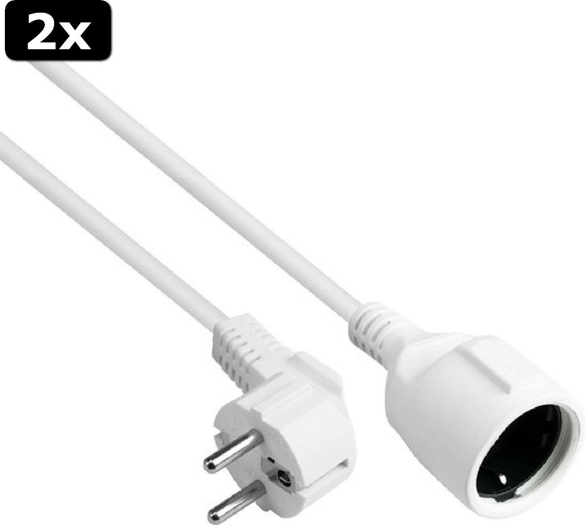 2x Exin Verlengsnoer Met randaarde 3x1 mm 10 meter Wit