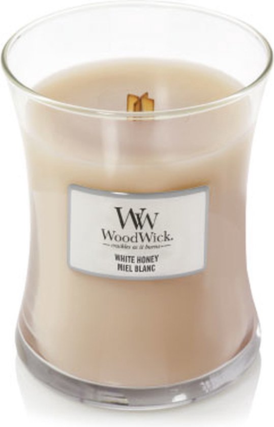 WoodWick Hourglass Medium Geurkaars - White Honey - Woodwick