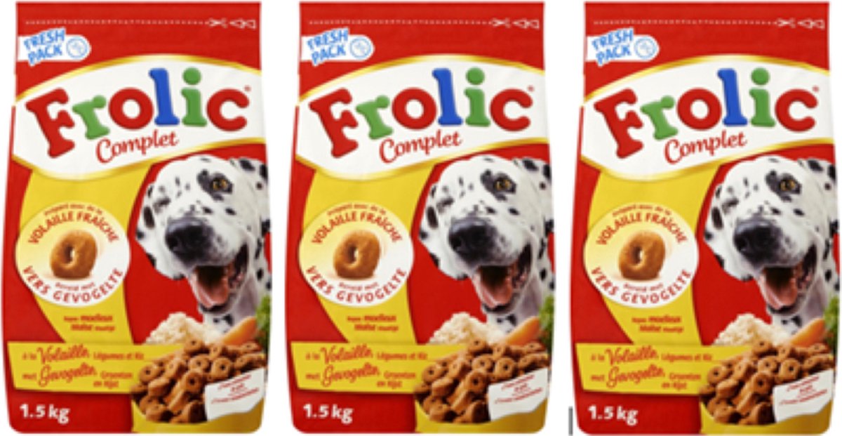 3x Frolic Compleet - Gevogelte - Hondenvoer - 1.5kg
