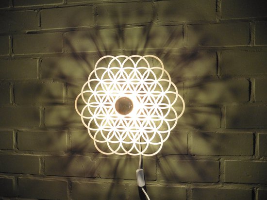 Wandlamp plafondlamp schaduwlamp Mandala Flower of life 36x33cm